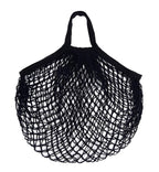 MSK Looms Eco Friendly Light Weight Cotton Net String Bag with Short Handle, Reusable Produce Bag for Fruits and Vegetable - Black