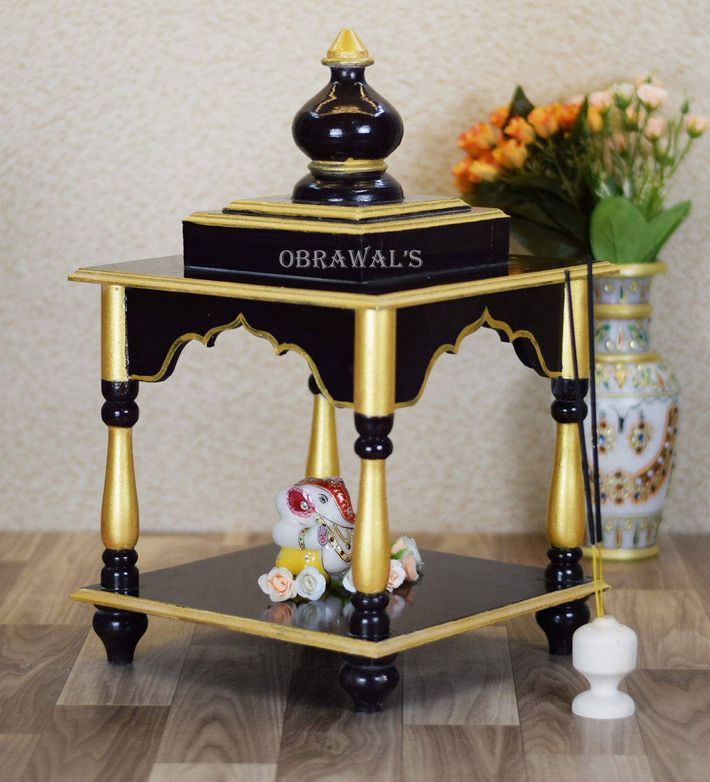 OBRAWAL Temple | Home Temple | Office Temple | Wooden Temple | Pooja Mandir for Home | Temple for Home - [LxWxH] (10x10x16, WTEM01D)
