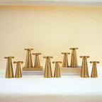 Behoma Handcrafted Hammered Gold Metal Pillar Candle Holders Pack of 5 Sets