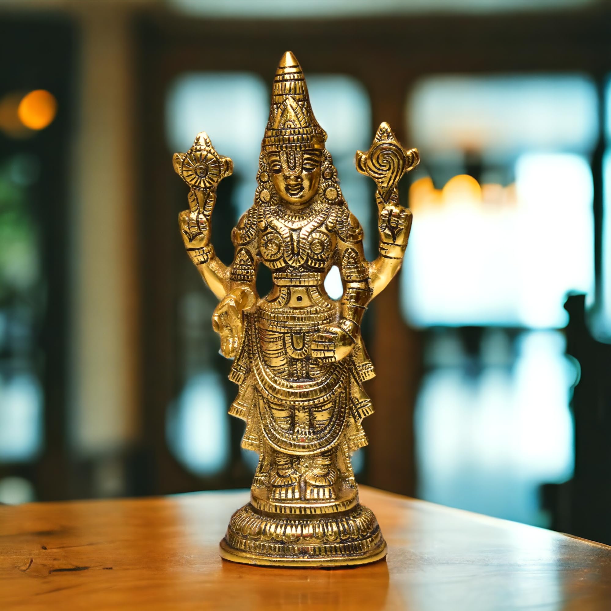 KridayKraft Aluminium Balaji Statue, Venkateswara Idol Lord Thirupathi Murti Lord Balaji Idols, Tirupati Idol God Statue Showpiece, Venkateswara, Home Décor Gifts,Half Gold, 1 Piece