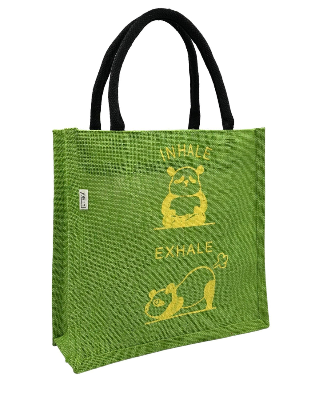 JUTEKA Printed Eco Friendly Jute Bag with Zipper Closure and Premium Cotton Handles for Lunch, Grocery, Tiffin, Office, Shopping
