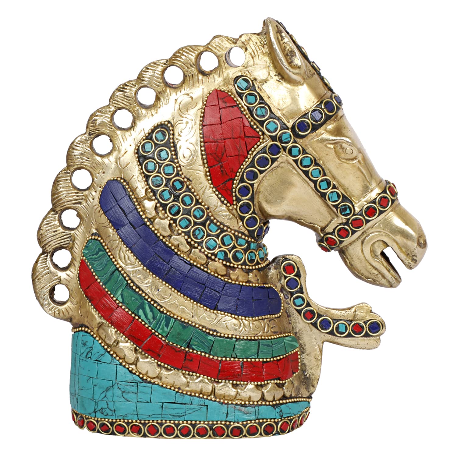 ARTVARKO Brass Horse Face Statue Victory Head Horse Showpiece Fengshui Vastu for Home Decor Living Room.