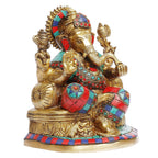 ARTVARKO Ganesha Statue Ganesh Idol Brass with Inlay Work for Home Décor Living Room Office Murti Showpiece Religious Temple 7.5
