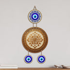 Artvibes Wooden Sri Yantra Evil Eye Wall Hanging Decor for Home and Office | Sacred Vastu Energy Balancing Ornament | Spiritual Wall Accent for Entrance and Gift Giving (WH_85137N)