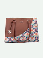 ZOUK Kovil Blue Office Essential Bag | Jute | Vegan Leather Handcrafted Tote Bag With Double Handle Shoulder Strap| Blue