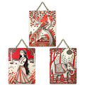 Artvibes Traditional Indian Nature Wall Decor Decorative Wall Art MDF Wooden Wall Hanger for Living Room | Home Decor | Wall Accent | Aesthetic Wooden Decor | Ideal Gifts (WH_96107N), Set of 3
