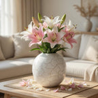 BEHOMA Metal Ball Round Metal Vase for, White