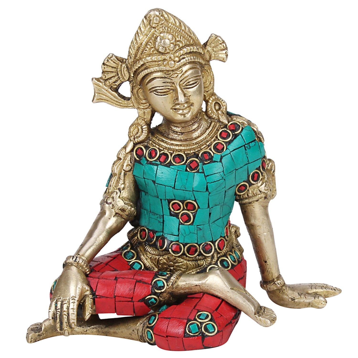SVARUP Brass Lord Indra Dev Statue Inder Dev Vastu Idol Figurine Handicraft Religious Showpiece 6 Inch Multicolor