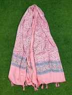 JAHAN TEXTILE Floral Printed Scarf for Women | Soft Lightweight Dupatta/Stole with Tassels | Elegant Ethnic & Casual Wear Wrap | Stylish Designer Shawl for All Seasons (Baby Pink)