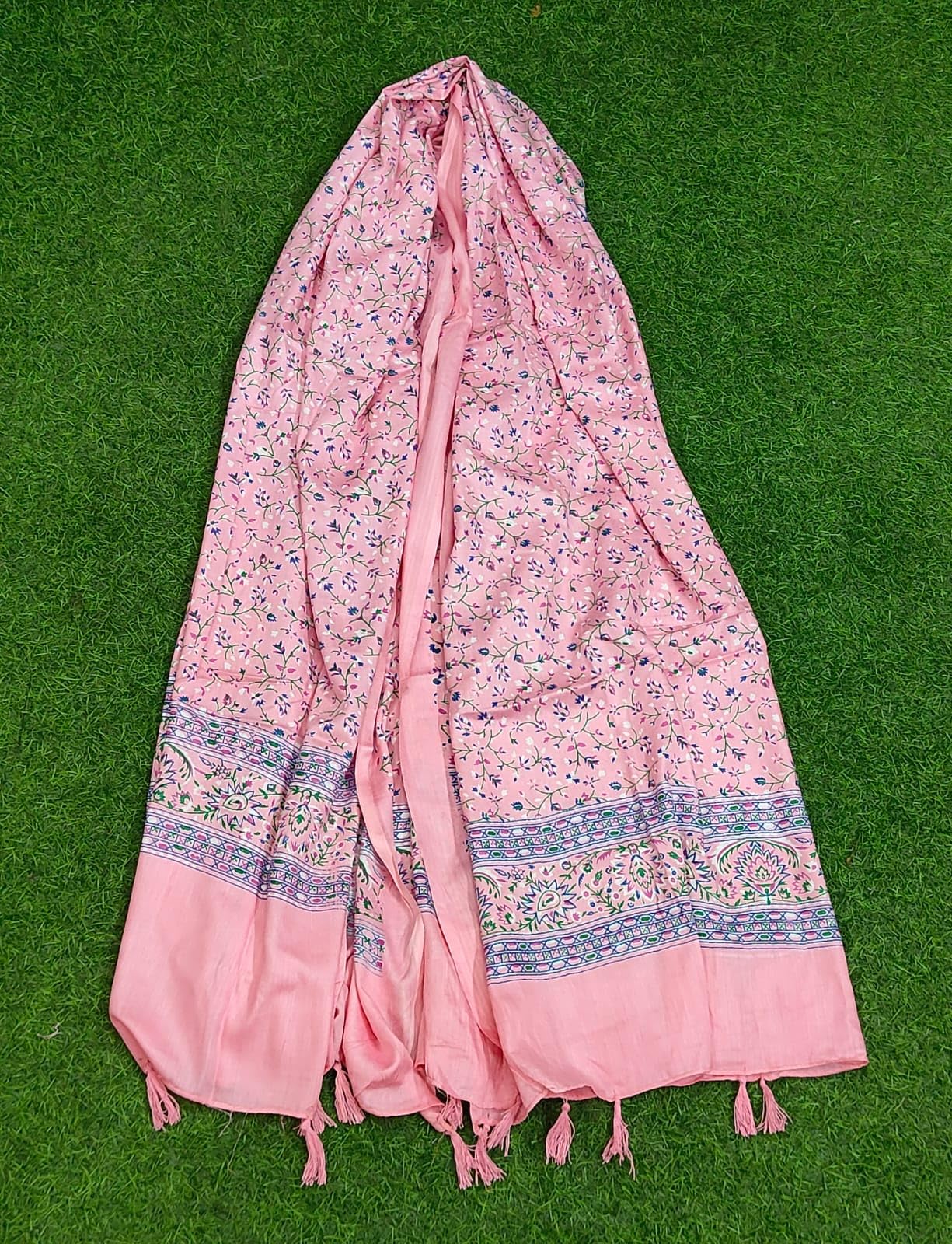 JAHAN TEXTILE Floral Printed Scarf for Women | Soft Lightweight Dupatta/Stole with Tassels | Elegant Ethnic & Casual Wear Wrap | Stylish Designer Shawl for All Seasons (Baby Pink)