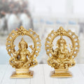 ARTVARKO Brass Ganesha Laxmi Ganesh Lakshmi Bhagwan Luxmi Idol Sitting Statue for Home Office Success Entrance Décor Diwali Pooja Good Luck Gift (7.5 Inch)