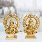 ARTVARKO Brass Ganesha Laxmi Ganesh Lakshmi Bhagwan Luxmi Idol Sitting Statue for Home Office Success Entrance Décor Diwali Pooja Good Luck Gift (7.5 Inch)