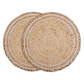 Encasa XO Handwoven Round Jute Dining Table Mats, Heat Resistant White Kafalo
