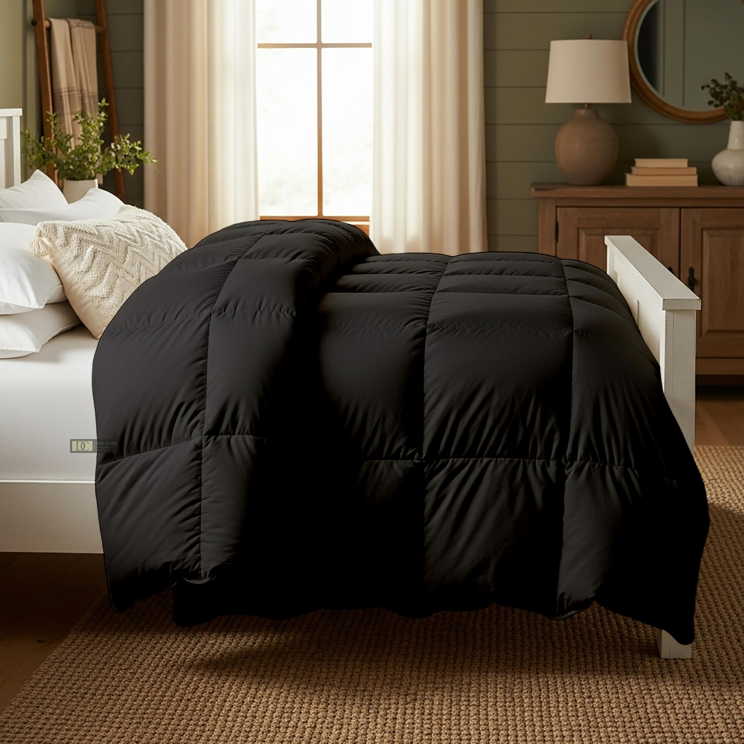Day Care® Cloud Loom 500 GSM Filling Microfiber Comforter | Warm Winter Quilt Blanket Rajai | Soft, Breathable & Durable Bedding | 60x90 Single Bed - Black Kafalo