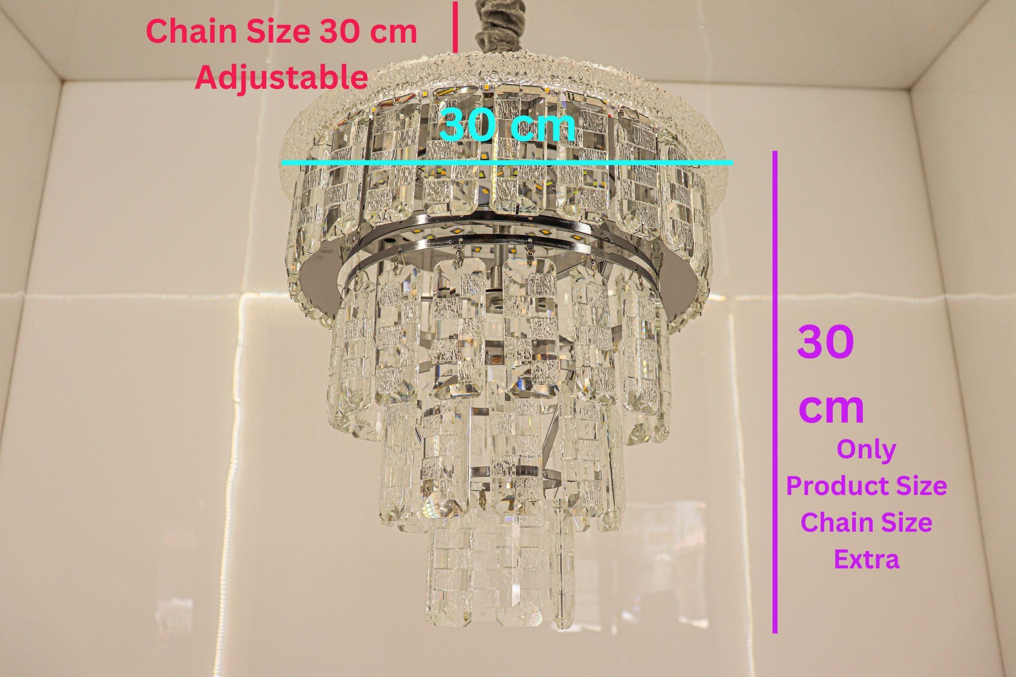 swanart Zephyra Rotating Crystal Chandelier with Multi Color LED, Bluetooth Music System, 3-Tier K9 Crystal Ceiling Light for Living Room, Bedroom & Luxury Interiors