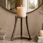Helios Pyrr Tripods Candle Stand - Antique Copper | Luxury Metal Candle Holder Set for Home, Living Room & Gifts | Modern Decorative Centerpiece