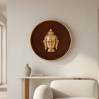BEHOMA Divine Buddha Metal Wall Plate Coffee Brown & Gold 9.8