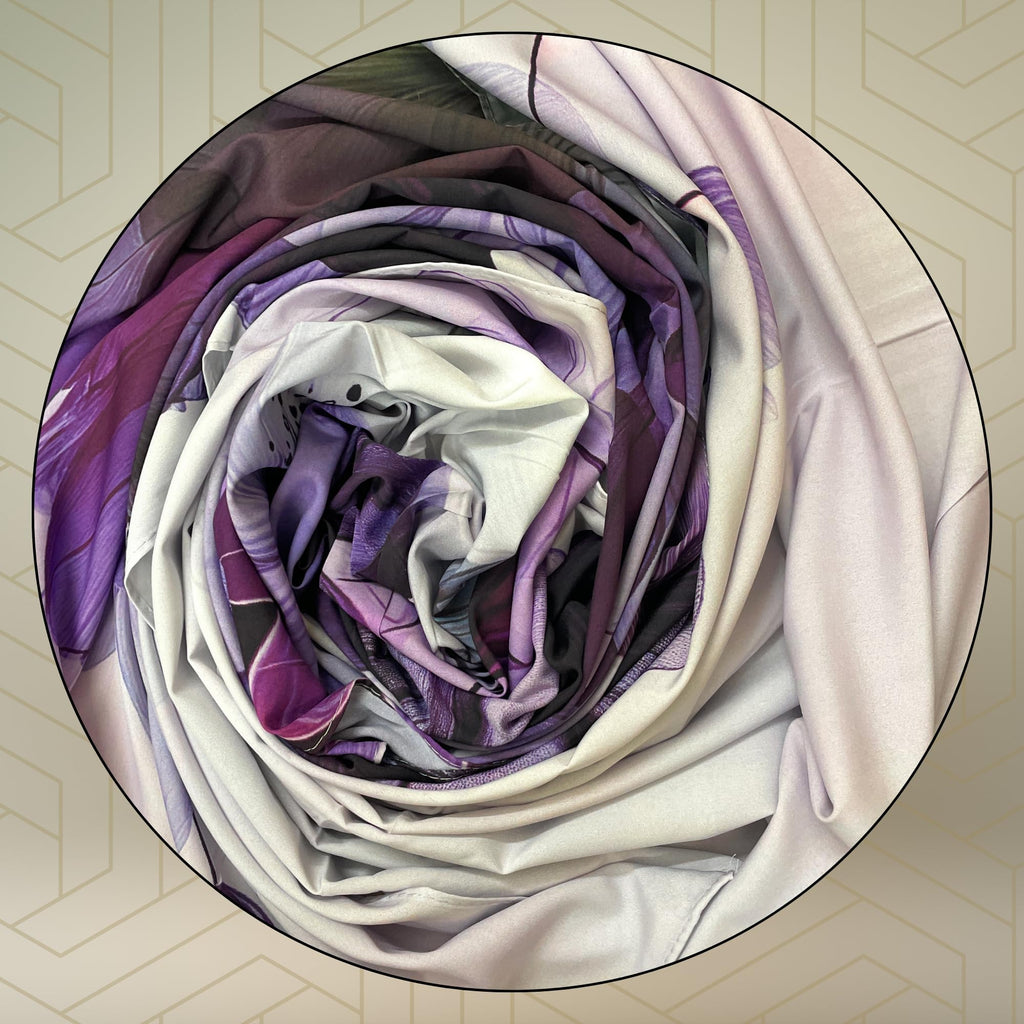 FAHABO Iconic Collection Digital Print Swiss Butter Cotton Scarf Stole for Women (Orchid Purple - Pu)