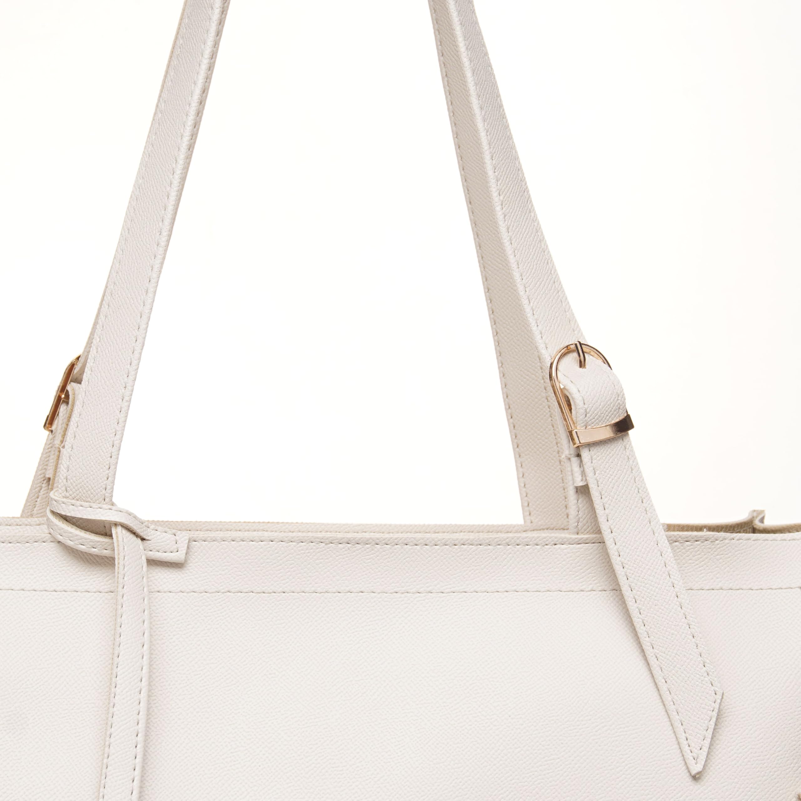 Carrylux Women's Soft PU Tote Bag | Large Single Compartment Shoulder Handbag with Adjustable Strap | Office, College & Casual (Cream)