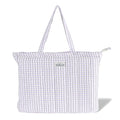 HOUSE OF ORLO Premium Cotton Waffle Quilted Tote Bag, Large Spacious Handbag for College, Office, Work, Travel, Shopping & Daily Use - Black&Lavender