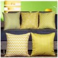 Vendola Decorative Satin Sofa Cushion Covers Set of 5, 24 Inch x 24 Inch, Sofa Pillow Cover, Yellow and White, Floral Design, Zipper Closure (Marigold, 24X24 Inches)
