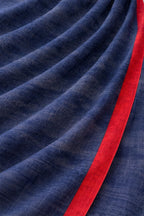 Women's Denim Navy Blue Scarf Stole with Red Contrast Border