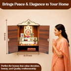 SOLOBOLO Mandir for Home Big Size with Door | Pooja Mandir with Storage | Wooden Temple with | Door Temple | Step Design for Clear Darshan | Home Temple Pooja Cupboard |Big Size Approx. 2 feet