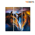 VIBECRAFTS 3 Pieces A Couple Of Horses Canvas Wall Painting Fitted With Wooden Frame For Home | Office | Living Room | Gifts (PTVC3Pcs1_9526)