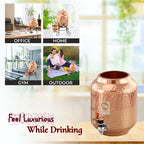 Copper-Master 5 Litre Hammered Copper Water Dispenser (Matka/Pot) Container Pot with Pure Copper and Ayurvedic Health Benefits (5000 ml)