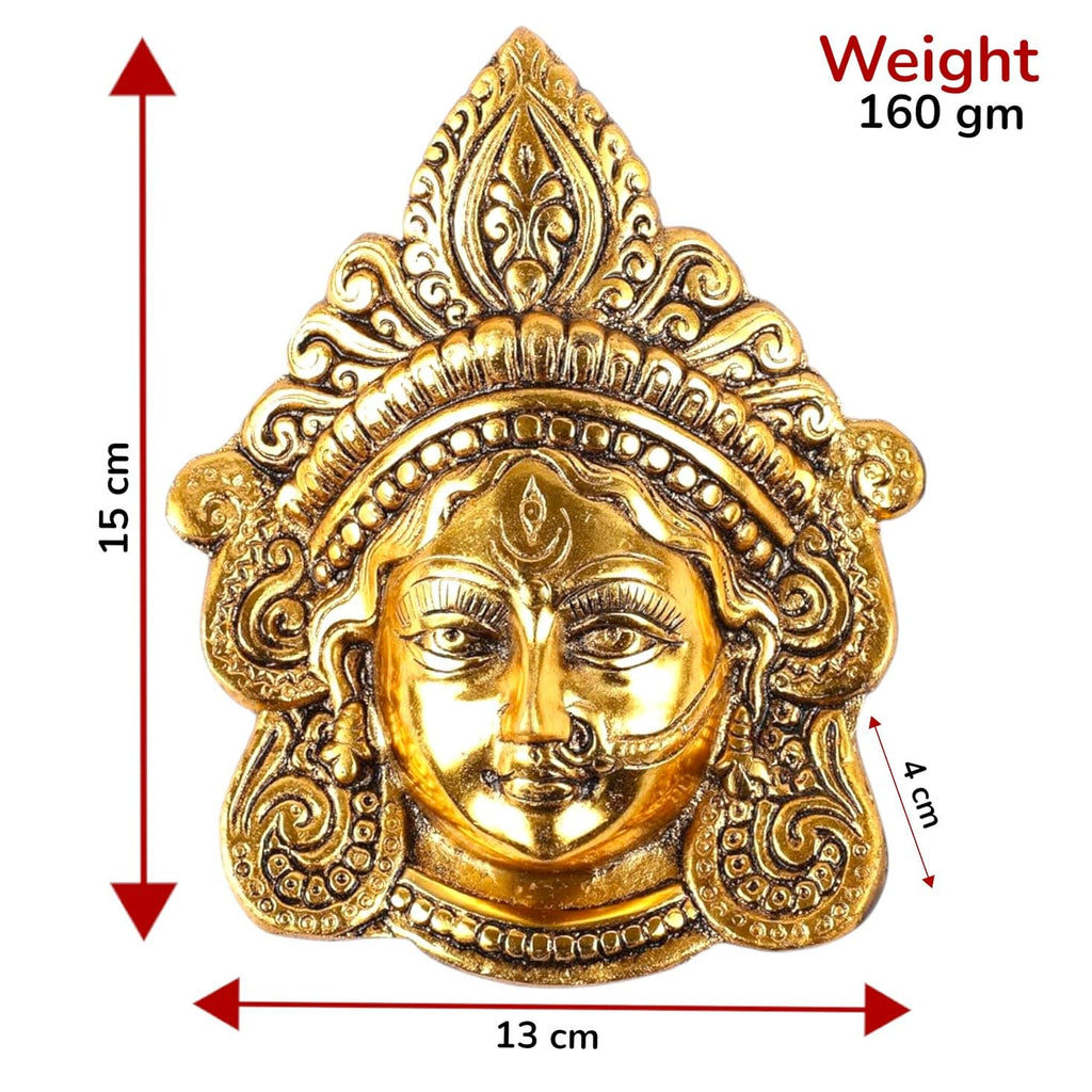 KridayKraft Durga Maa Face,Shero vali ma Metal face for Navratri Pooja,Temple Pooja,Decor Your Home & Office,Religious Idol Gift Article,Showpiece Figurines...