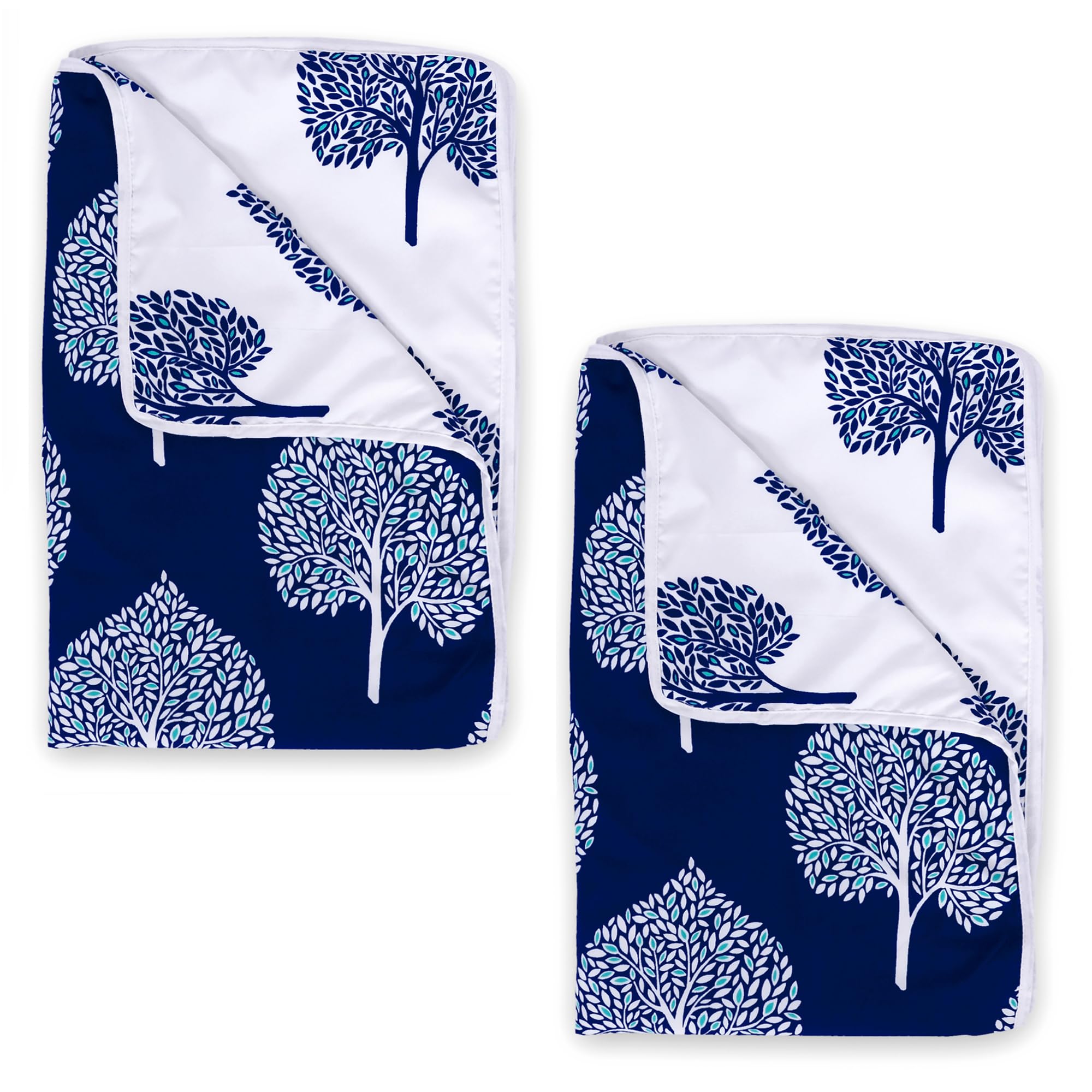 Divine Casa Microfiber All-Weather 120 GSM Printed Lightweight Reversible Single Bed AC Dohar Blanket Set of 2 - Dark Blue and White| TC - 120 Kafalo
