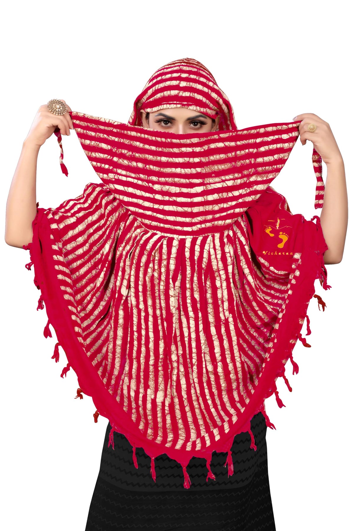 PRACHARAN Women Cotton Stylish Hand Printed Scarf, Anti Pollution Full Face Scarf With UV Sun Rays Protection Scarves for Women (Pink Batik)