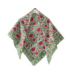 Ravaiyaa - Attitude is everything Sanganer Hand Block Printed Scarves Pure Cotton Scarf Square Hijab Dupatta 40 X 40 Inch (Pink Green Floral)