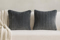 AWARD VELVETS Premium Faux Rabbit Fur Plush Luxury Soft Fluffy Striped Decorative Throw Pillow/Cushion Covers for Sofa, Couch, Living Room - (Dark Grey, 16 x 16 inch) Set of 2