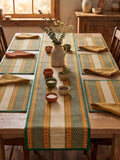 KalaTree Dining Table Mats Set of 6 Pieces with Runner Reversible Handmade Heat Resistant Placemats | Korai River Grass Madurkathi | Natural Eco Friendly | Nature Green Tablemats Kafalo