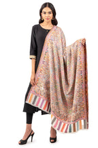 Naureen Women Pashmina Blend Kani Shawl with Floral Artwork, Warm and Soft, 40x80 inch