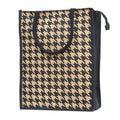 JUTEKA Natural Brown Houndstooth Printed Jute Bag Lunch Bag, Grocery Bag, Tote Bag, Hand Bag, Picnic Bag - Bag for Men, Bag for Women, Girls Bag, Lunch Hand Bag for Kids with Zip