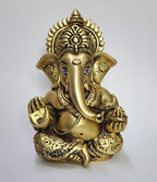 Gold Art India Ganesha Idol | Ganesh Statue for Home Decor | Ganesha murti for Office Desk, & Ganpati Idol for Car Dashboard | Unique Wedding & Birthday Gift (Gold Antique 3.5)
