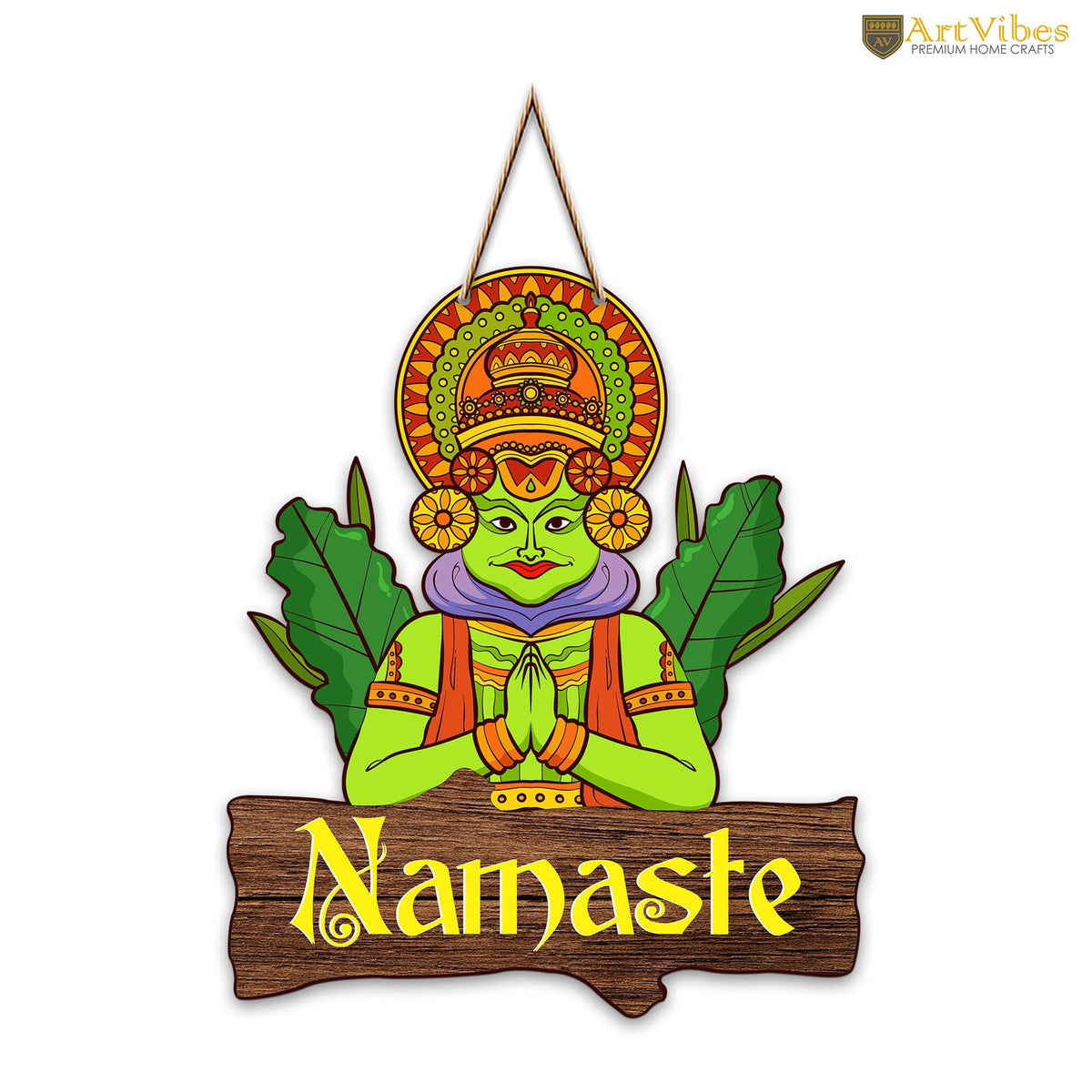 Artvibes Namaste Quote Decorative Wooden Wall Hanger for Gateway | Home Decor | Office | Gifts | Bedroom | Designer Artwork Decor Items for Living Room (WH_8703N)