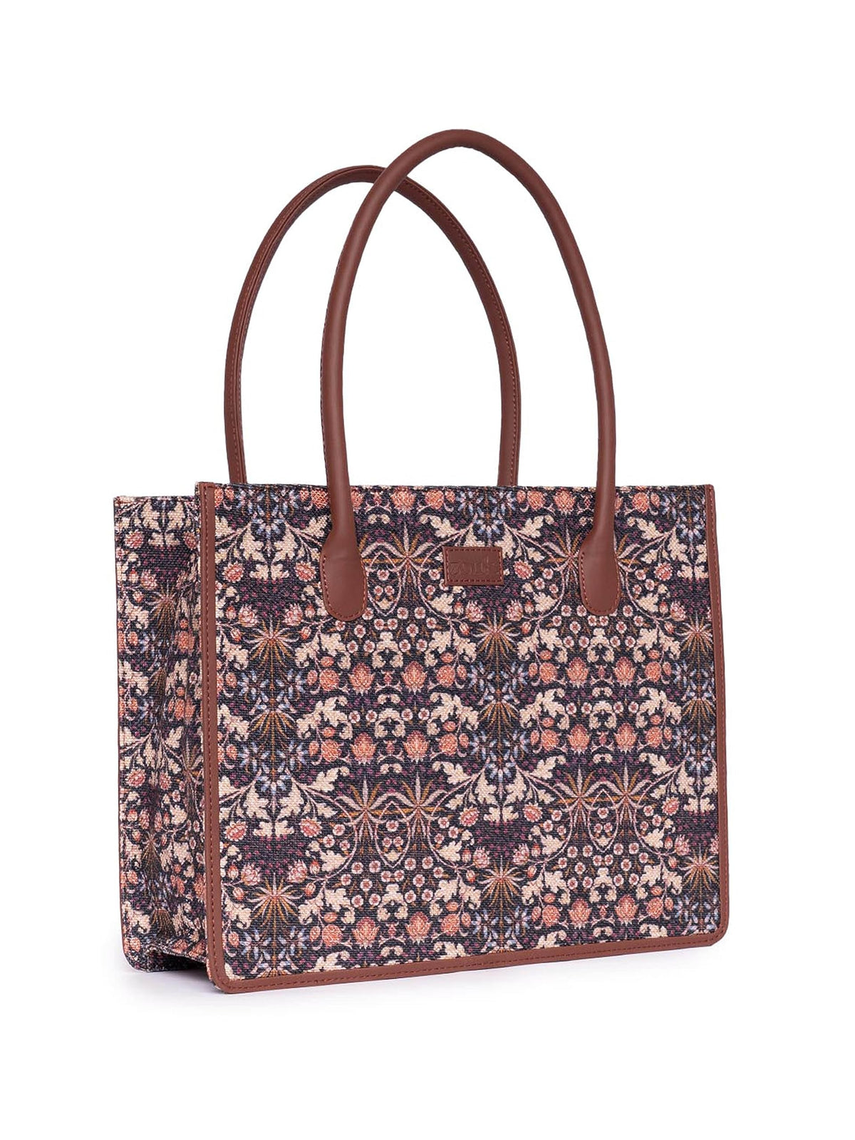 ZOUK Kashmir blooms Floral Printed Jute Handcrafted Multicolor Women's Stylish Tote Bags | Tote Handbag| Shoulder bag with double handle