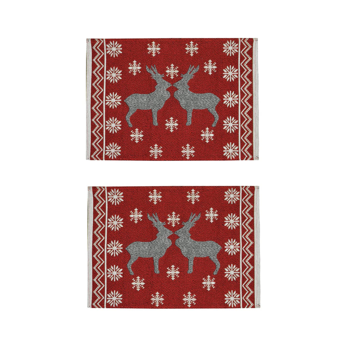 Galaxy Home Decor Dining Table 2 Table Mats ( Mat 13x18 inches ) Washable Cotton Linen Mat Jacquard Fabric, Multicolor (Deer Design, 2 Mats) Kafalo
