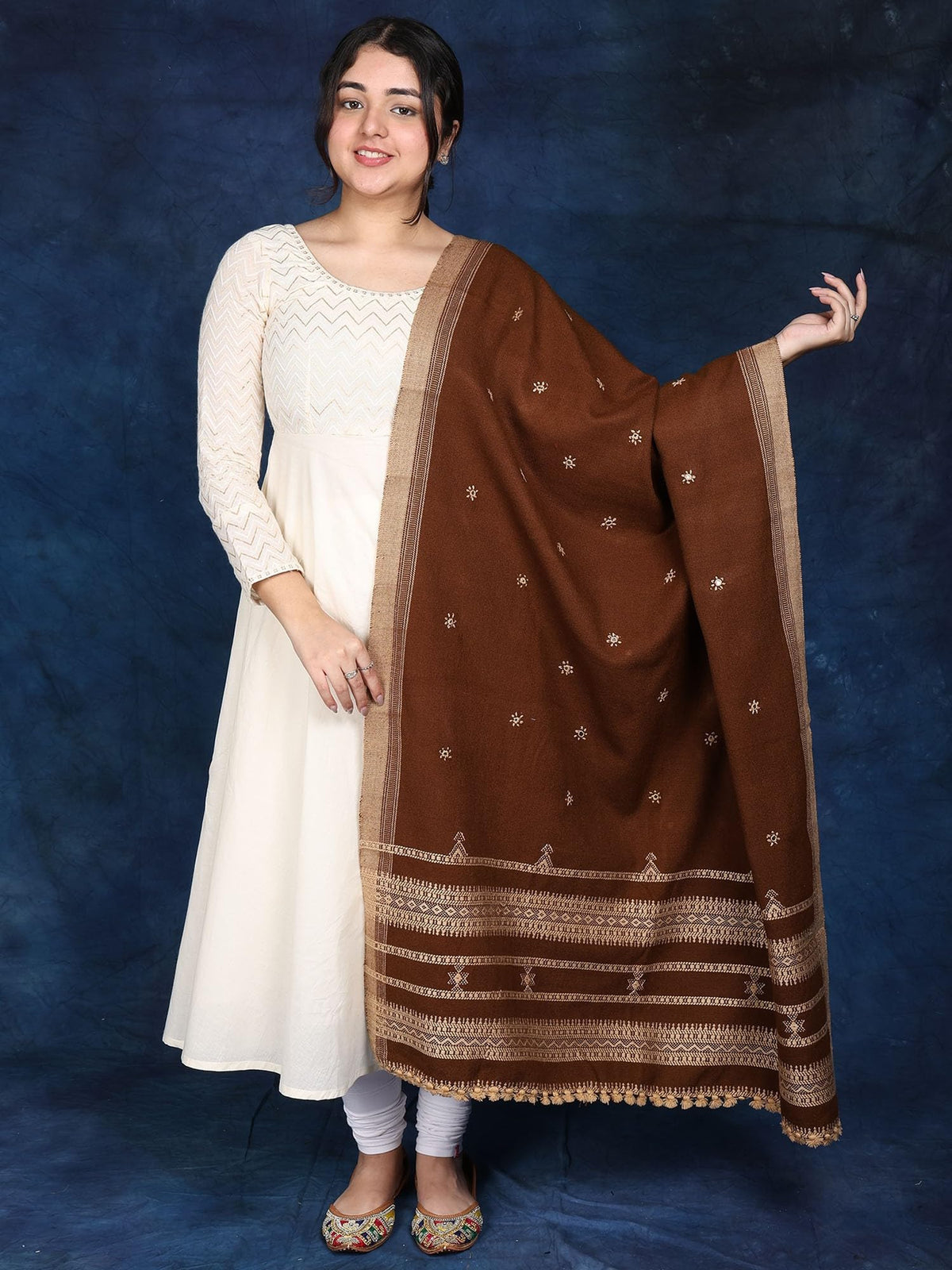 Exotic India Women's Shawl (SHY72_Bitter Chocolate_FS)