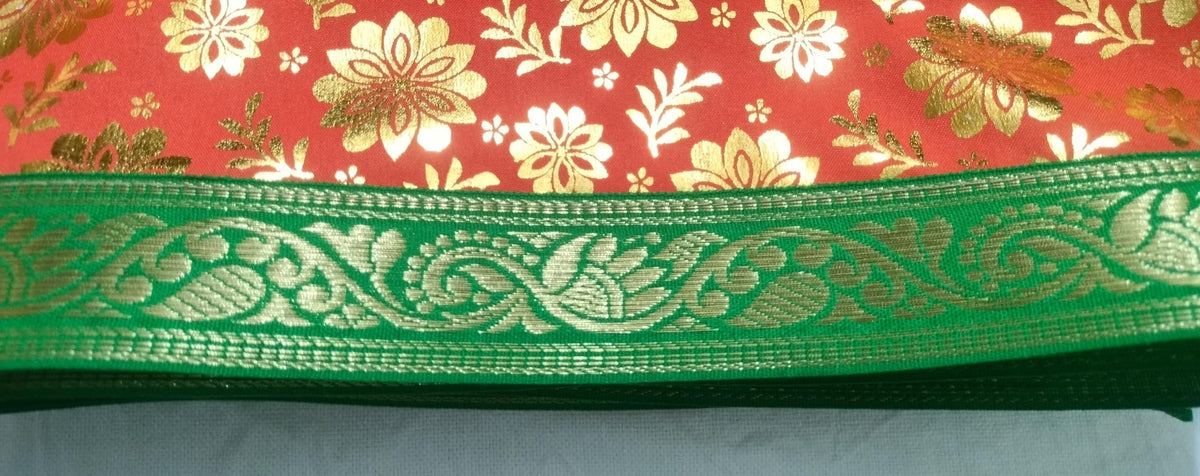 Lakshmi Maa Collection's Rumala Sahib Double Set Orange with Green gota Set of 4 PEC