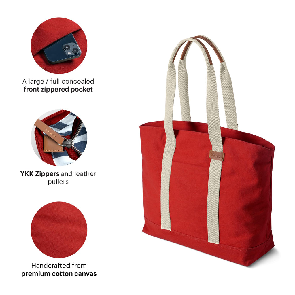 DailyObjects Crimson Red Field Tote Bag |Canvas Tote Shoulder Bag Fits upto 14 Laptop for Women and Men Work & Daily Use |Handcrafted from premium cotton canvas perfect for Work & Daily Use