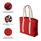 DailyObjects Crimson Red Field Tote Bag |Canvas Tote Shoulder Bag Fits upto 14 Laptop for Women and Men Work & Daily Use |Handcrafted from premium cotton canvas perfect for Work & Daily Use