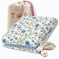 TOAIArt Premium Jaipuri Dohar | AC Blanket Summer Quilt | Hand Block Printed | 3 Layers | Reversible | 150GSM 100% Mulmul Cotton | 100% Cotton Flannel Filling | Single 60 X 90 |White Blue Florals Kafalo