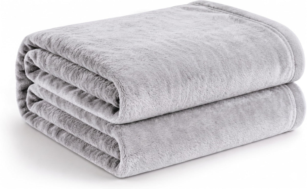 Cotton Bolls Textiles Cozy Plush AC Blanket for Double Bed, Lightweight All Season Blanket, Ultra Soft Blanket for AC Room, Mild Winter, Can Be Used as Bedsheet in Winter, 90x90 Inches, Grey Kafalo