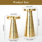 Behoma Hammered Large Metal Set of 2 Pillar Candle Holder with Gift Box