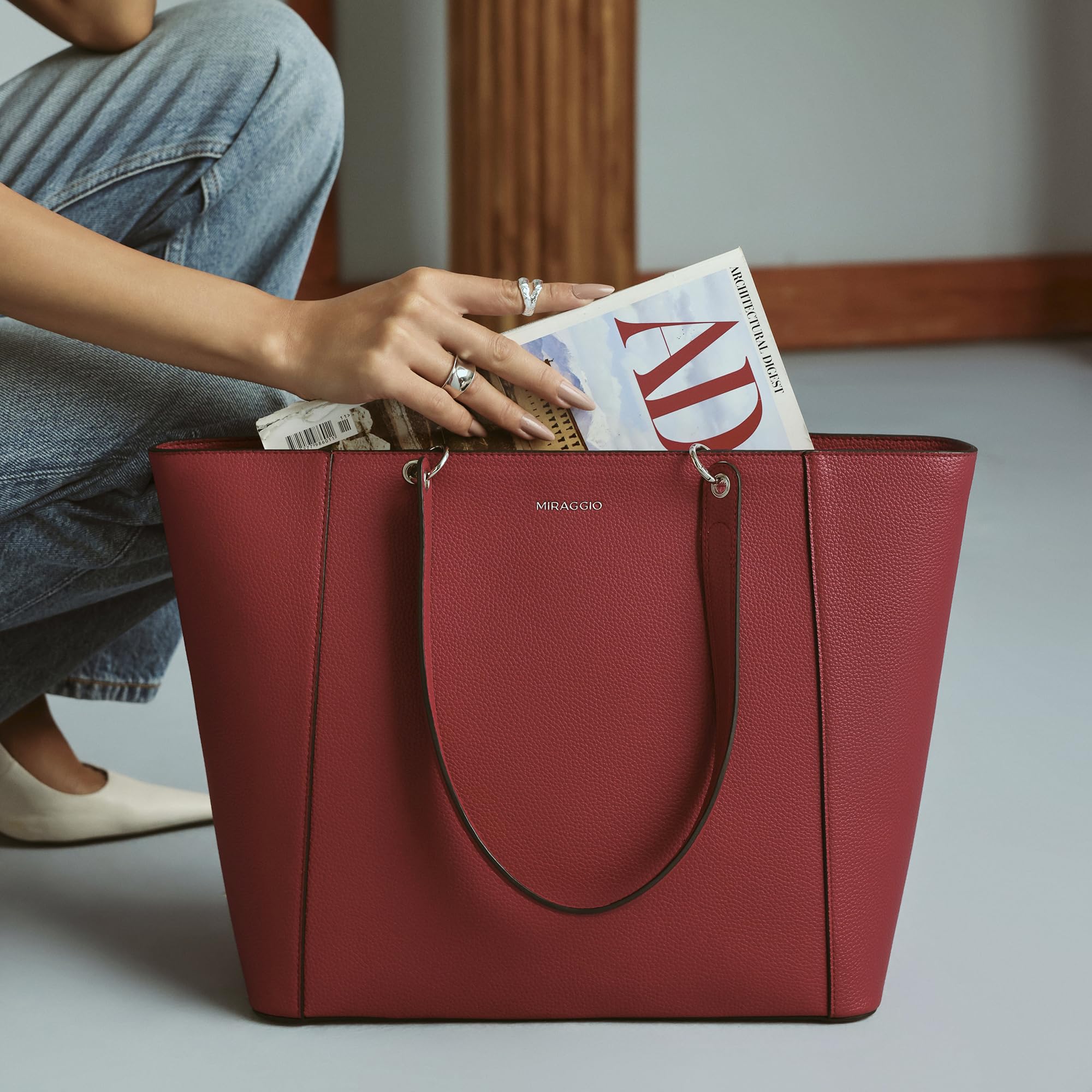 Miraggio Carmin Tote Bag |Tote Bags for Women for Office Use | Fits Upto 16 Laptop | Women Shoulder Bag
