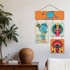Artvibes Ethnic Shri Krishna & Maa Kali Folk Art Wall Hanging Home Decorative Wall Art for Living room | Spiritual Decor Items | Wall Illustrations | Artwork | Painting | Gift Items (WH_6527N)